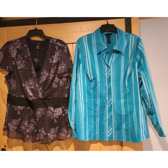 New! Lot of 2 Lane Bryant Size 18/20 Blouse & Button Y2k Babydoll Whimsigoth - Picture 1 of 16
